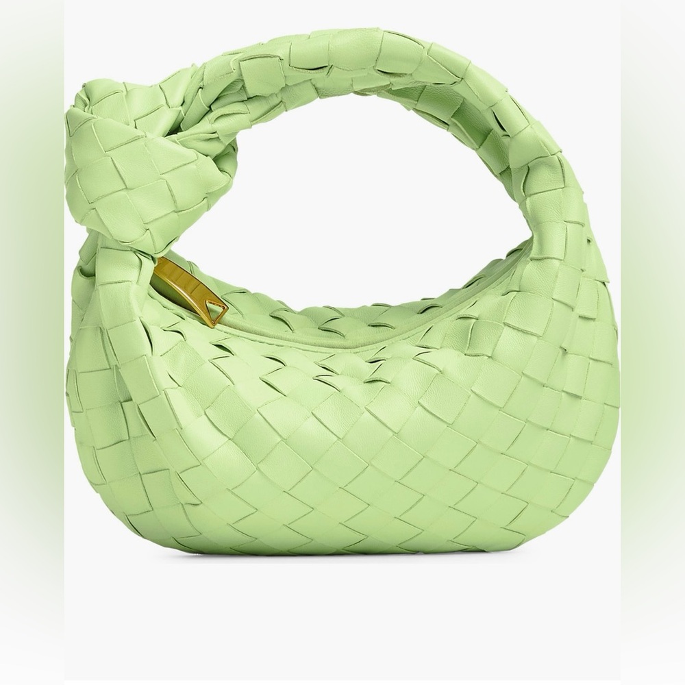 Bottega Veneta Lime Green Woven Shoulder Bag